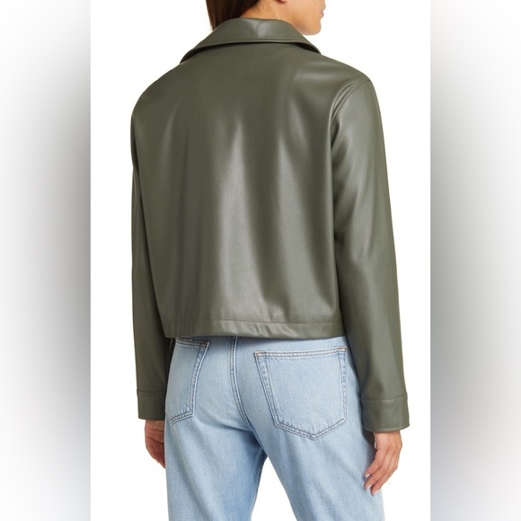 BP. Faux Leather Crop Shirt Jacket in Green Beetle color From Nordstrom NWT M - Picture 3 of 9